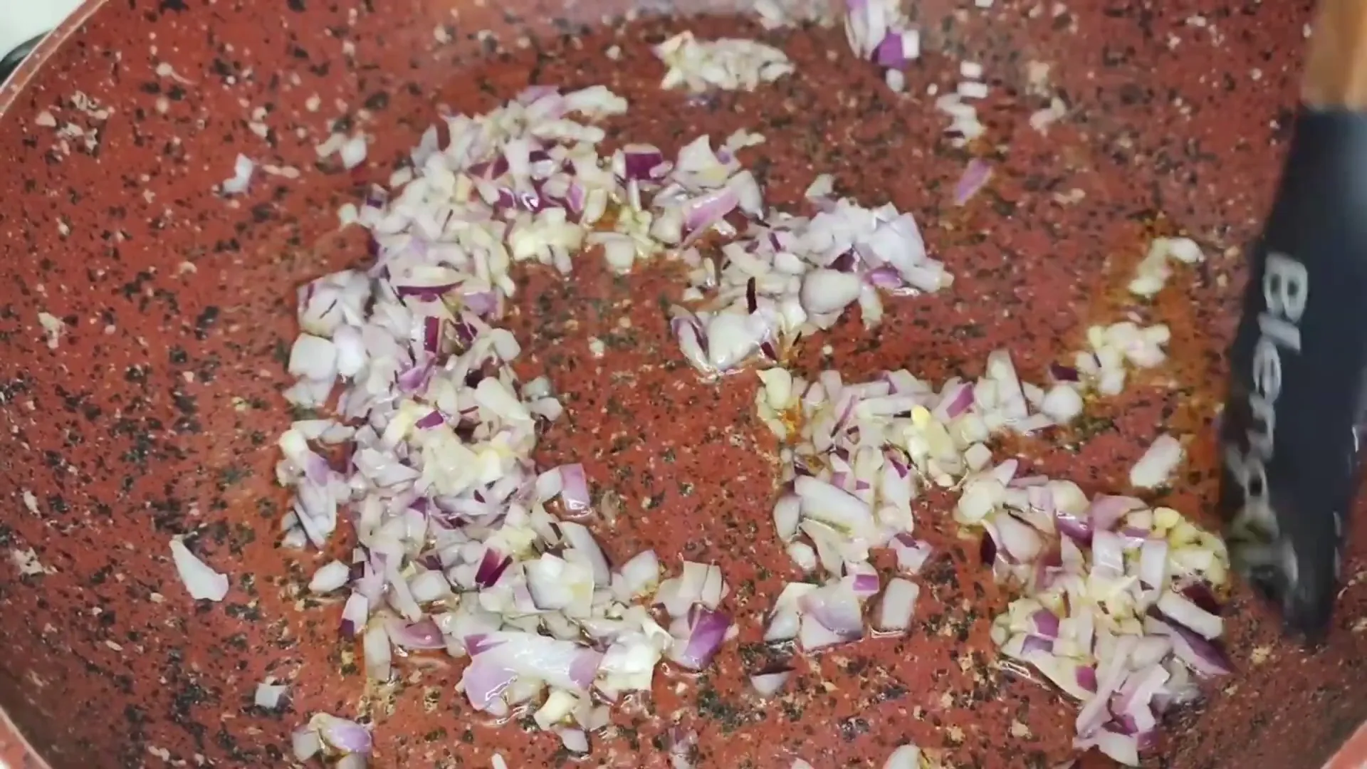 Sautéing onion and garlic